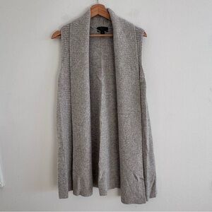 Charter Club Cashmere open front light gray cardigan vest medium